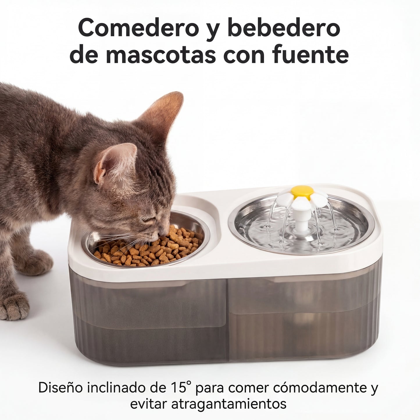 Comedero y bebedero de mascotas con fuente