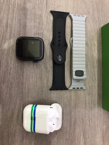 Smartwatch negro+ Airpods (reloj inteligente)